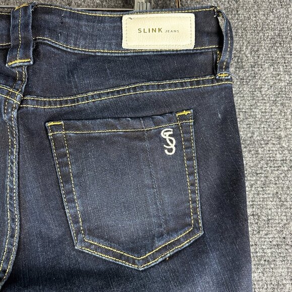 Slink Jeans Womens 4  Curvy Cotton Stretch Pockets Tapered Leg  Dark Wash - Picture 8 of 10